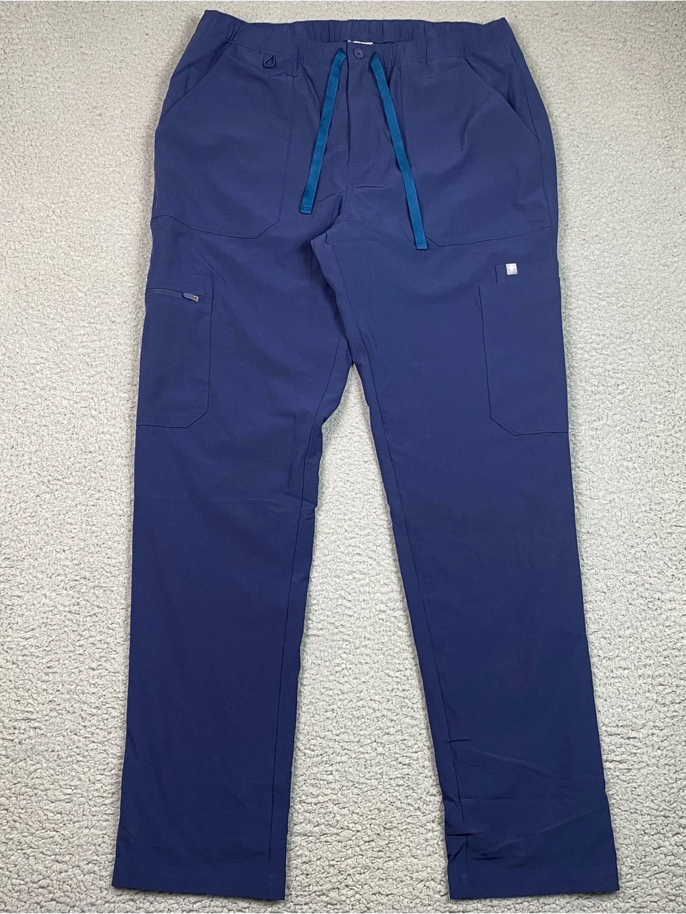 FIGS Cairo Lined Scrub Pants Men's Size M Blue Medical Cargo Stretch Drawstring
